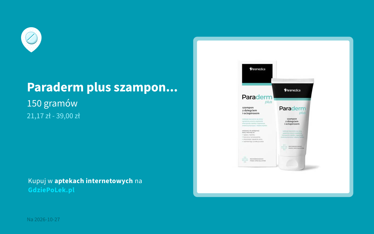 Paraderm plus szampon z dziegciem i octopiroxem cena i dostępność w ...