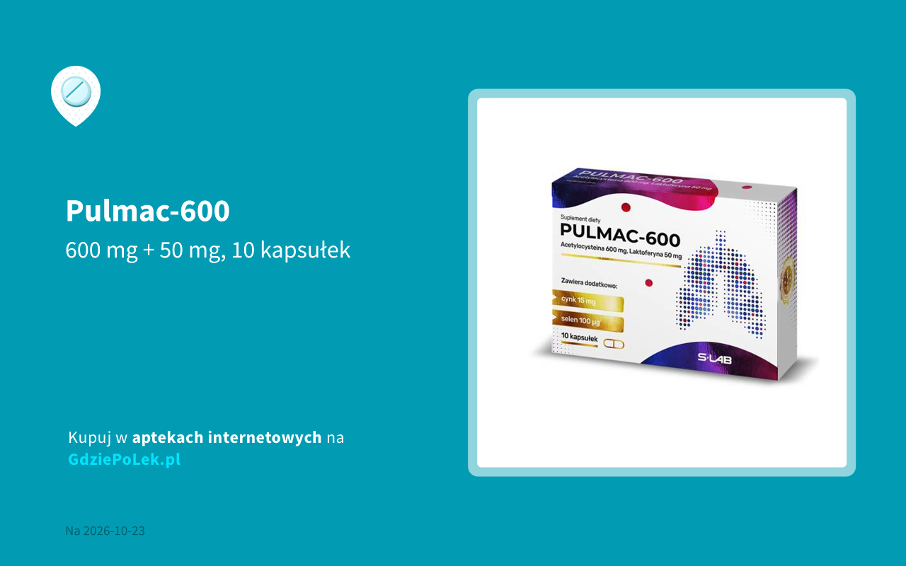 Pulmac-600 cena i dostępność w aptekach w całym kraju | Gdzie po lek